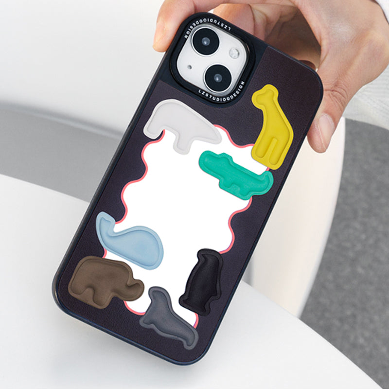 可愛い動物モチーフミラー付きマット加工TPUスマホケース