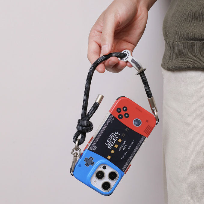 赤青配色ゲーム機モチーフオリジナル個性派マグネット式スマホケース
