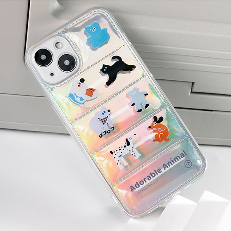 オリジナル可愛い動物モチーフホログラムカード紙付きスマホケース