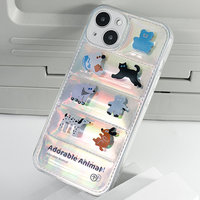 オリジナル可愛い動物モチーフホログラムカード紙付きスマホケース