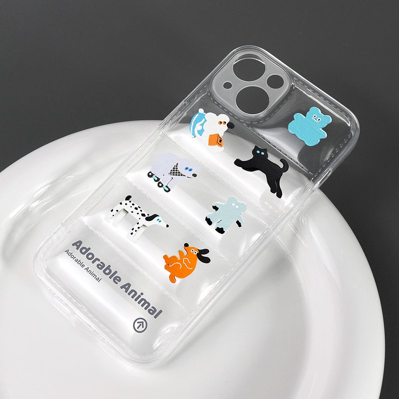 オリジナル可愛い動物モチーフホログラムカード紙付きスマホケース