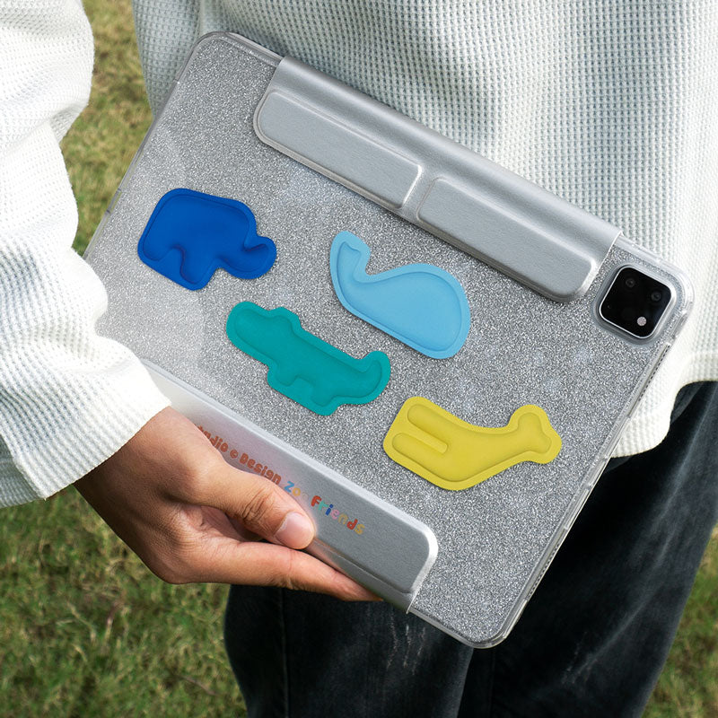 動物モチーフラメフィルム付き三つ折り式マグネットiPadケース
