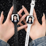 Apple Watch シリコンバンド 水玉ドット柄 装着イメージ ブラック・ホワイト