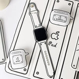 Apple Watch バンド シリコン モノクロ 線画イラスト 装着イメージ