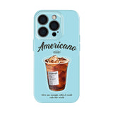 ライトブルー アメリカーノのアイスコーヒーグラフィック カラフル iPhoneケース
