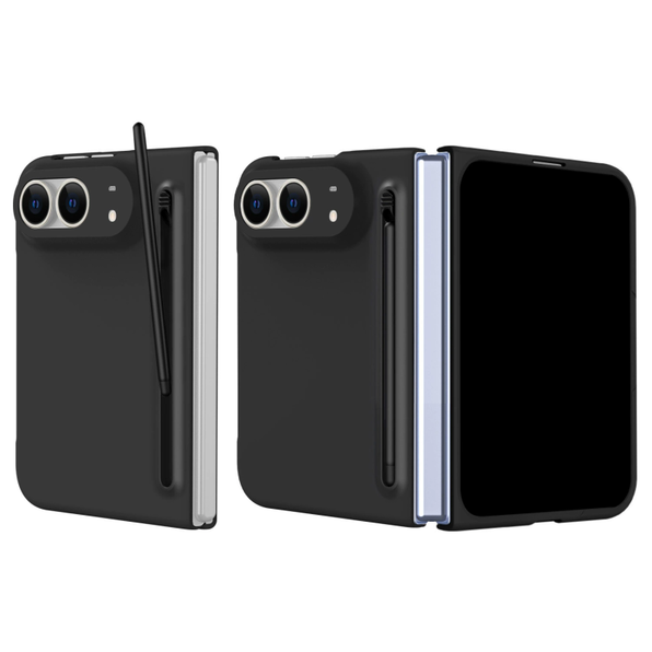 ブラック・ケース一体型保護フィルム・ペン付きのiPhone Duoケース