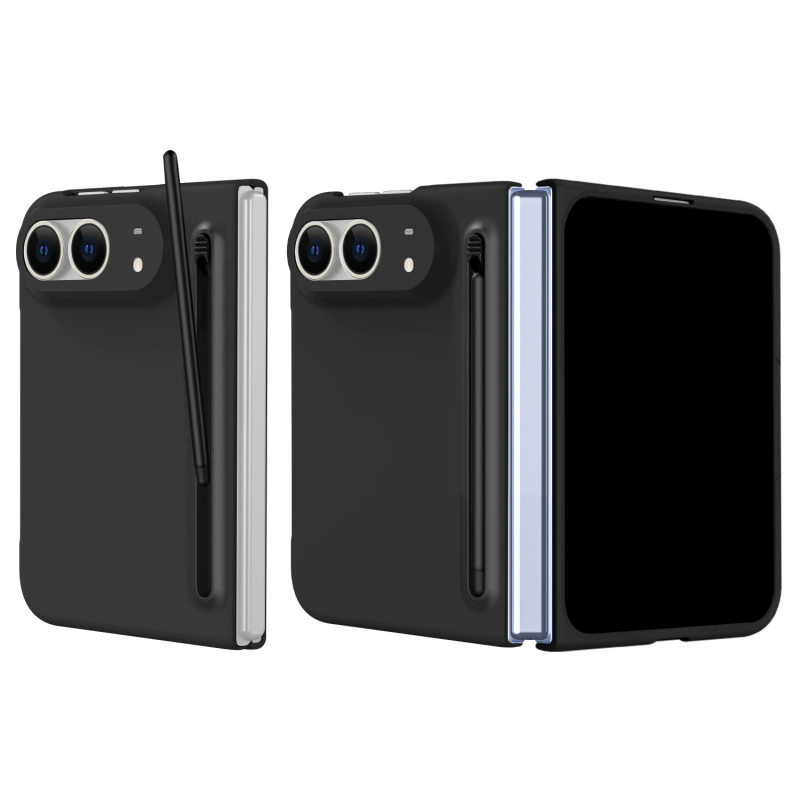 ブラック・ケース一体型保護フィルム・ペン付きのiPhone Duoケース