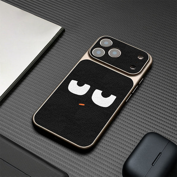 MagSafe Compatible White-Eye Face Leather-Style iPhone Case
