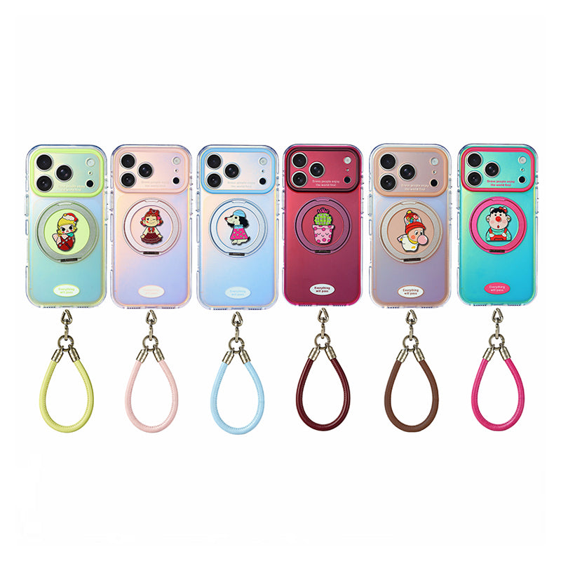 オーロラ 立体モチーフ 回転スタンド iPhoneケースのメイン画像