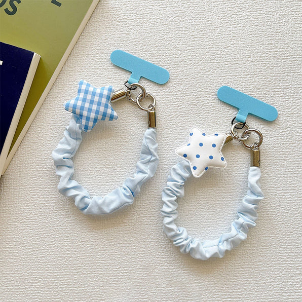 Smartphone strap, star-patterned pleated wrist strap