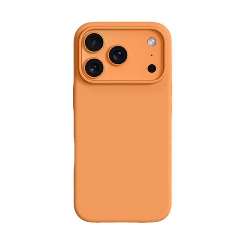 MagSafe対応 液体シリコンiPhoneケース オレンジ 白底正面
