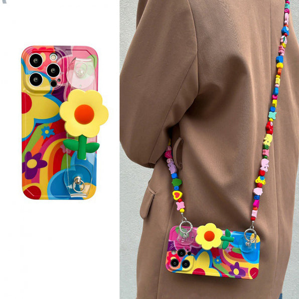 Flower iPhone Case Strap Crossbody