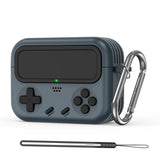AirPods ケース ゲームコントローラー型 ブラック レトロゲーム機風 立体ボタン カラビナ付き Pro第3世代 第4世代対応