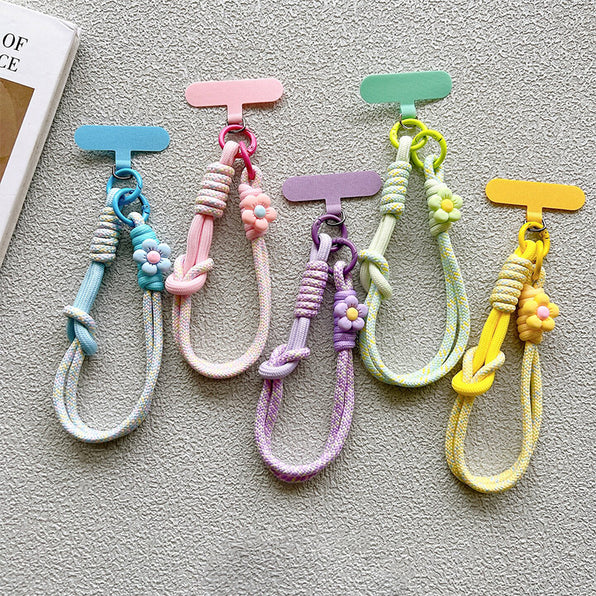 Smartphone Strap, Small Floral Print, Braided Wrist Strap