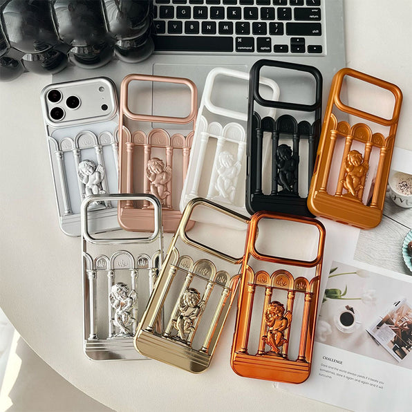 iPhone case, angel, cutout, metallic finish