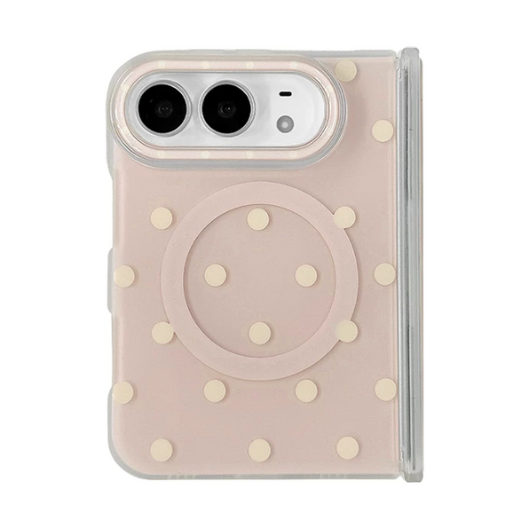 ピンク×イエロードット(ケース単品)のiPhone Duoケース装着イメージ