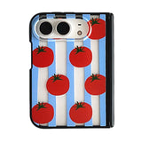 トマト柄 ストラップ付き 折りたたみスマホケースの商品画像 1