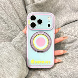 パステル ブルー パープル ピンク iPhone ケース 360 度回転リング 一体型 スタンド ソフト TPU カラーブロック