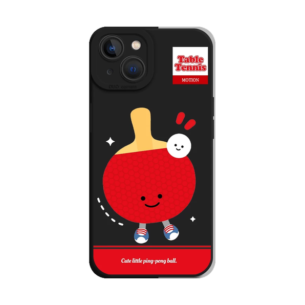 ブラック(卓球) 球技モチーフ iPhoneケース 正面
