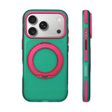 グリーン×ピンク 360°回転スタンド iPhoneケース