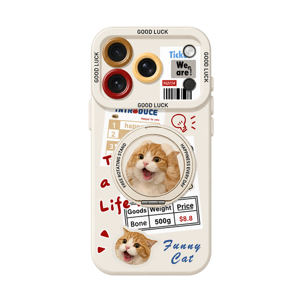 アイボリー キャットB(リングスタンド) キャットコラージュ iPhoneケース
