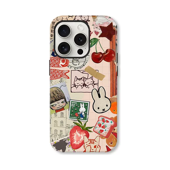 マット・二重構造 レトロコラージュ iPhoneケース 正面