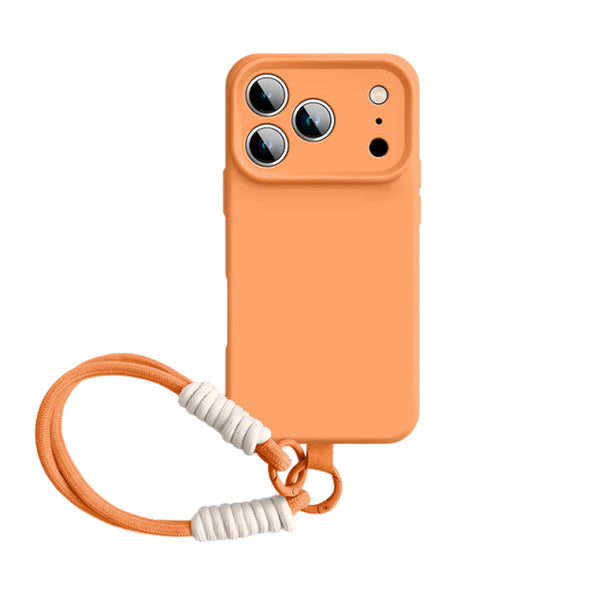 スターオレンジ(ショートストラップ) ショートストラップ付き液状シリコン iPhoneケース 白背景商品画像