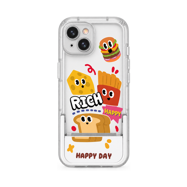 クリアホワイト(通常・スタンド付き) フードモチーフ スタンド付き iPhoneケース 正面