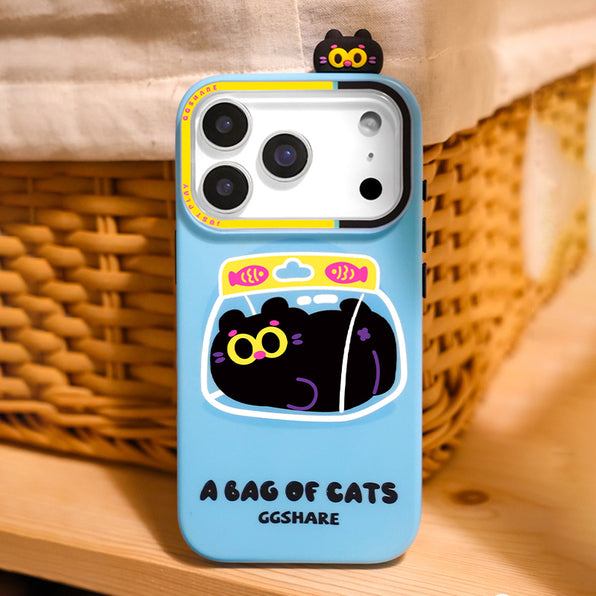 A smartphone case that combines a cute cat design with a convenient stand function.