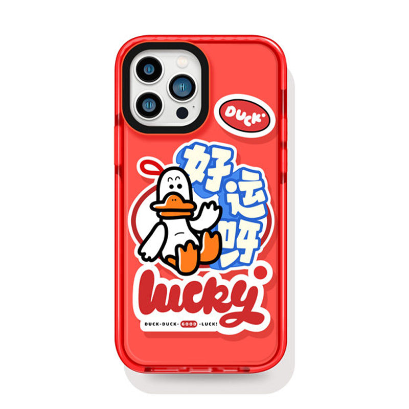 レッド ラッキーダック 半透明 iPhoneケース