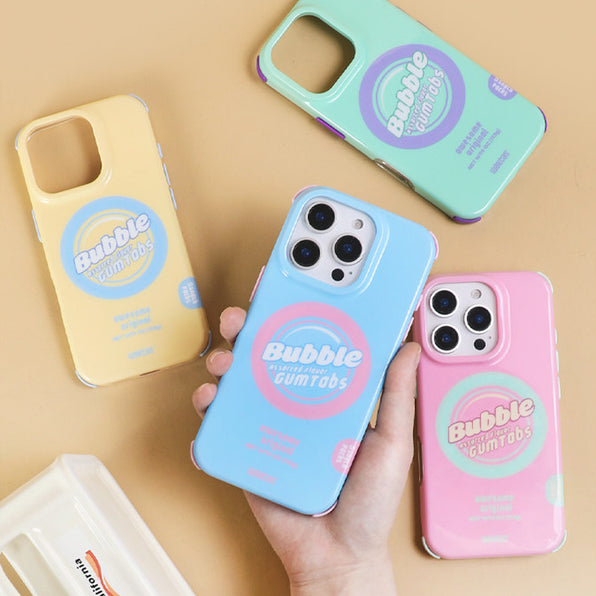 Macaron Color Bi-Color Design iPhone Case with Four-Corner Strap Holes, Magnet-Compatible