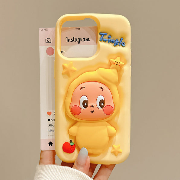 3D Character Silicone iPhone Case Yellow