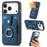 カード収納 リングケース ブルー レザー調 iPhone
