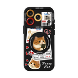 ブラック キャットA(リングスタンド) キャットコラージュ iPhoneケース