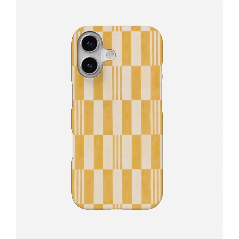 マスタードイエローの織チェック柄 マットiPhoneケース