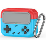AirPods ケース ゲームコントローラー型 レッド×ブルー レトロゲーム機風 十字キー Pro第3世代 第4世代対応