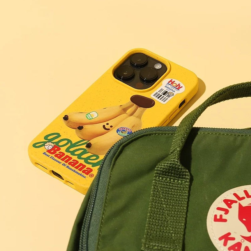 iPhone ケース バナナ 3D ハンドヘルド オフホワイト フルーツ かわいい
