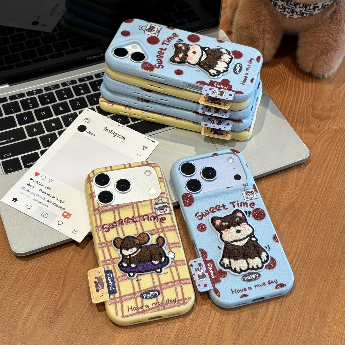 立体ドッグ刺繍 レザー調 iPhoneケース 2デザインの商品画像 3