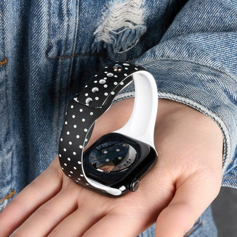 Apple Watch ドット柄バンド シリコン 装着例 ホワイト