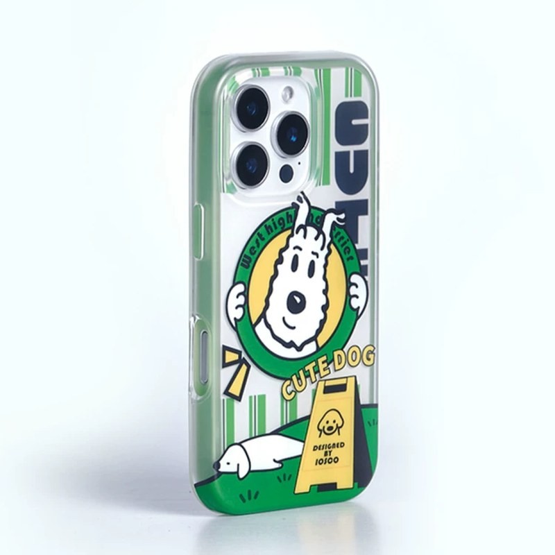 iPhone ケース 白犬モチーフ side angle studio MagSafe 全方位カバー