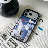 iPhone 18 Pro Max・18 Proを含む全14機種対応 iPhone ケース レトロ写真コラージュ × スケートボード Y2K TPU素材 MagSafe非対応 新聞紙ライフスタイル おしゃれ