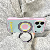 パステル iPhone ケース 360 度回転リングスタンド 展開 指掛け キャッチホールド ガーリー Eternity カラーブロック