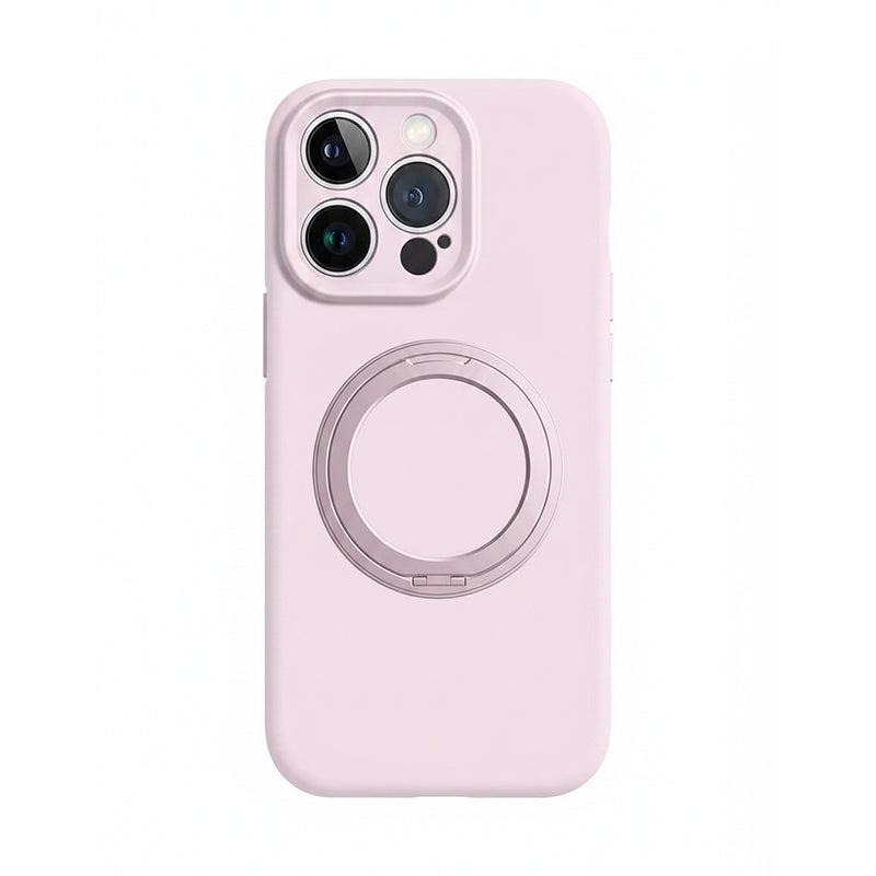 ライトピンクの360度回転リングスタンド付きiPhoneケース