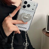 クリア ドット iPhone ケース シルバーチェーン 斜めがけショルダー
