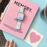 Apple Watch 米珠バンド アイスクリーム柄 パステルピンク ハート ピクセルデザイン Miyuki ハンドメイド かわいい