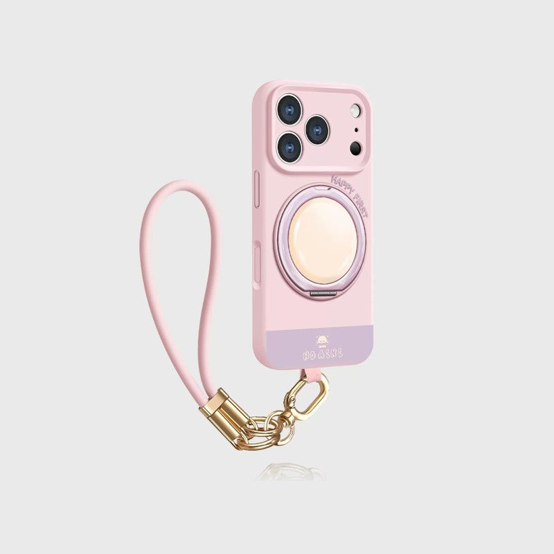 iPhone ケース シリコン リングスタンド ストラップ サンドピンク 全包耐衝撃 韓国風