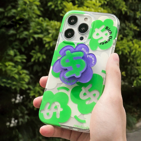Magnetic Smartphone Case with Dollar Sign Motif Rotating Gimmick Stand