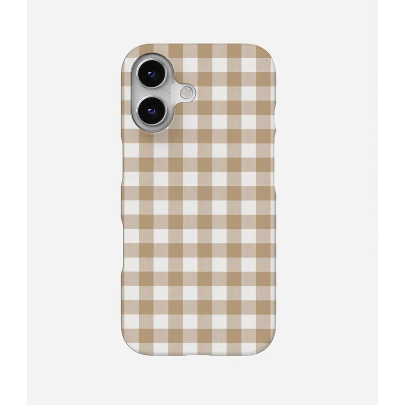 ベージュのギンガムチェック柄 マットiPhoneケース
