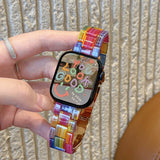 Apple Watch レジン レインボーバンド 半透明マーブル 華奢デザイン