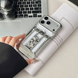 メタリックシルバーのくり抜き天使iPhoneケース